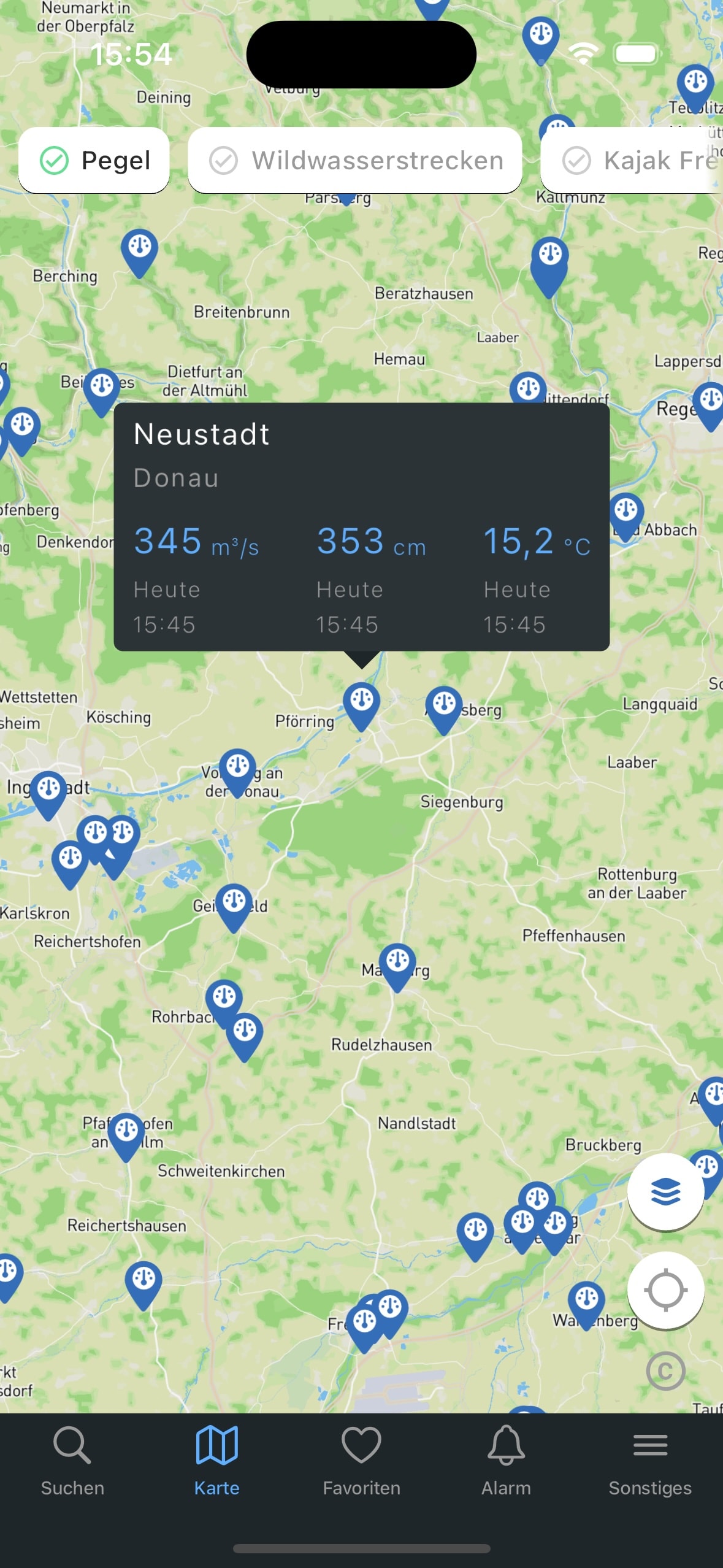 RiverApp river map screenshot