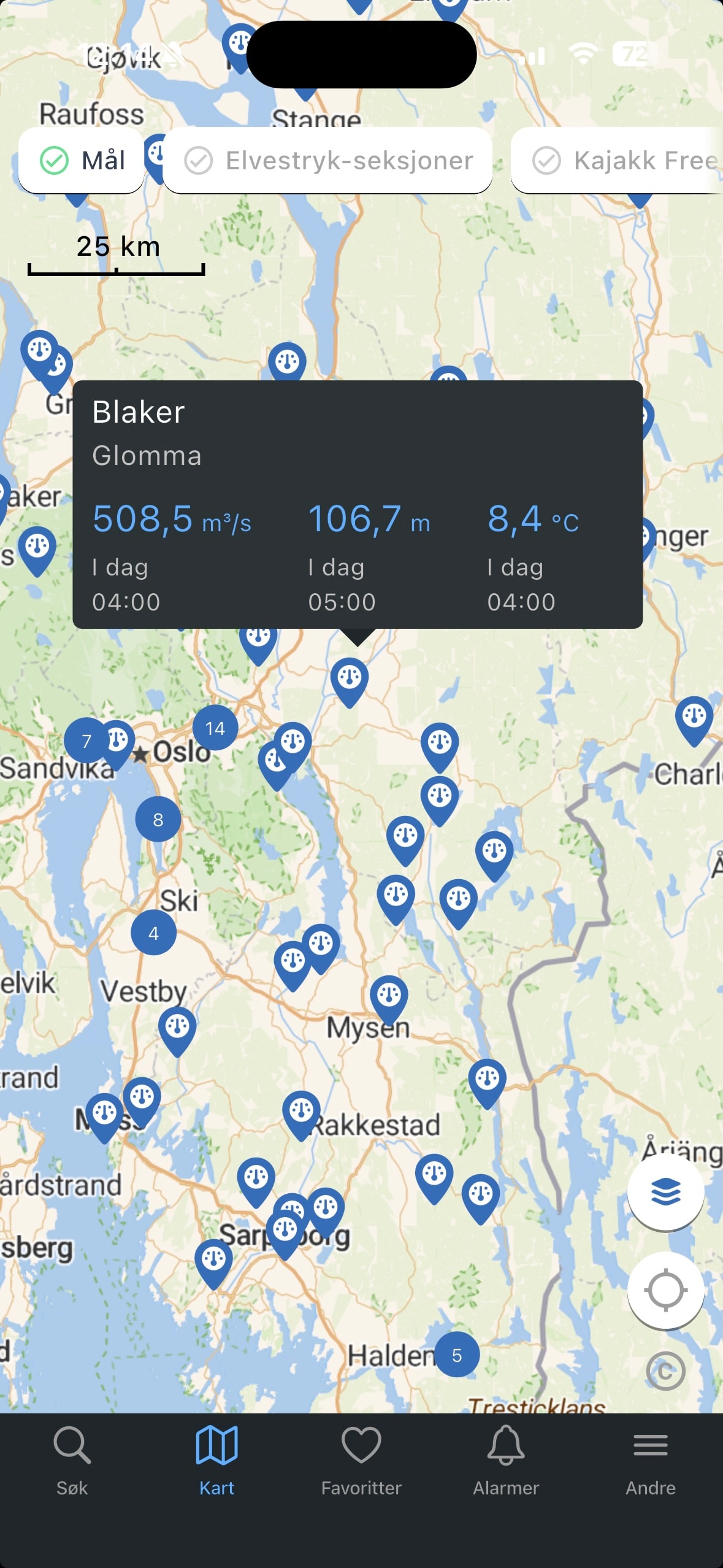 RiverApp river map screenshot