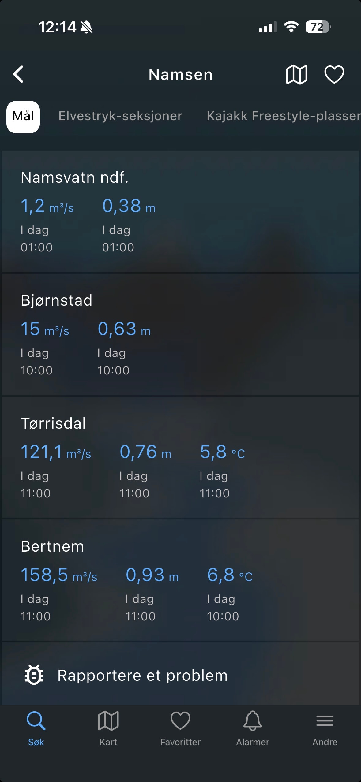 RiverApp river page screenshot