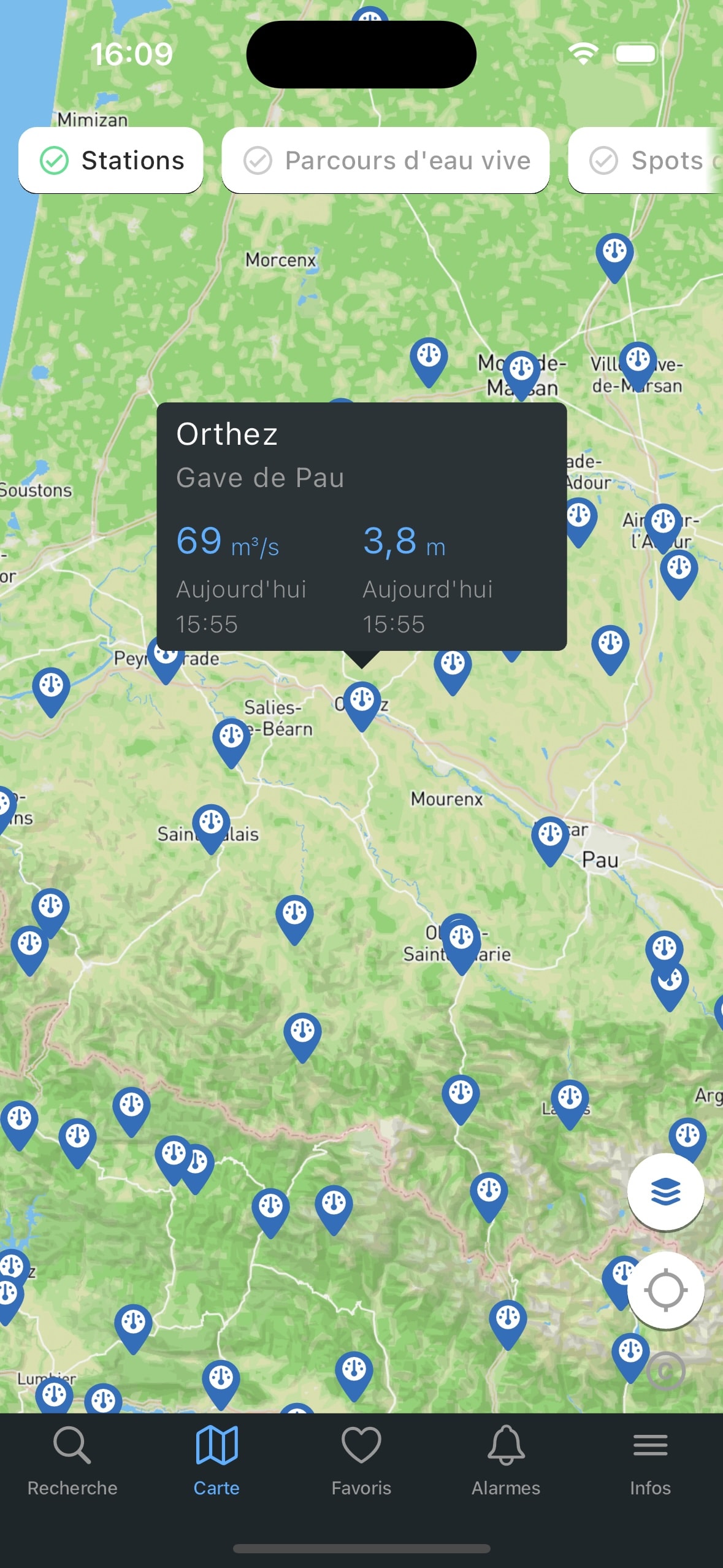 RiverApp river map screenshot