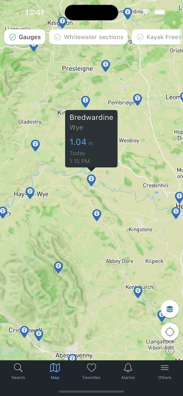 RiverApp river map screenshot